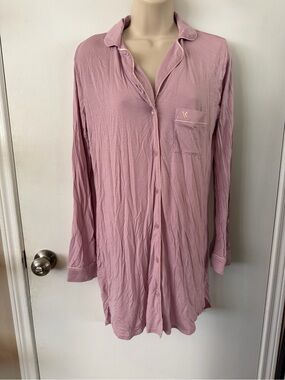 Pink Button-Front Sleep Shirt - Victoria's Secret - S